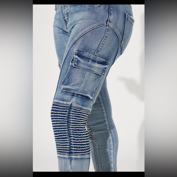 Venezia Stretch Moto Skinny Jean - Medium Wash - Picture 6 of 6